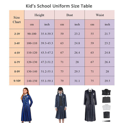 Uniforme scolaire de Mercredi Addams, robe Nevermore, costume 5 pièces pour enfant et adulte