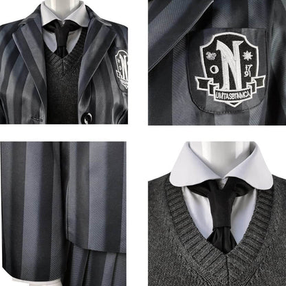 Uniforme scolaire de Mercredi Addams, robe Nevermore, costume 5 pièces pour enfant et adulte